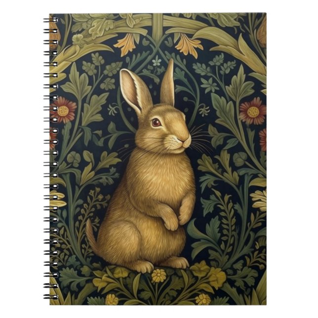 Rabbit in the forest art nouveau style notebook (Front)
