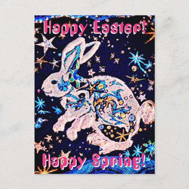 Rabbit in the Sky with Stars Postcard (Front)