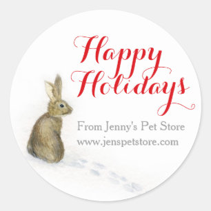 Rabbit in the snow Christmas address gift labels