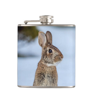 Rabbit in the snow hip flask