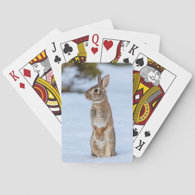 Rabbit in the snow playing cards (Back)