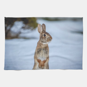 Rabbit in the snow tea towel