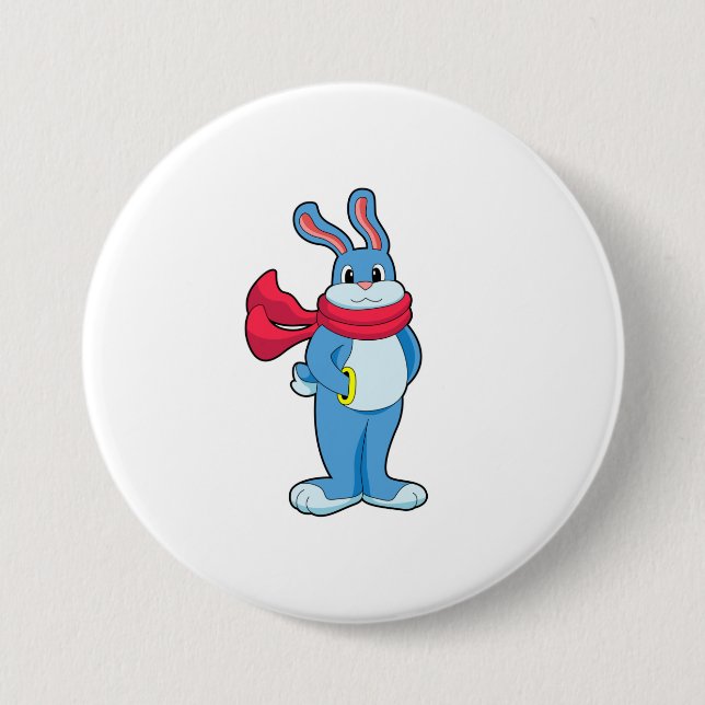 Rabbit in Winter with Scarf 7.5 Cm Round Badge (Front)