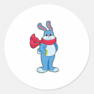 Rabbit in Winter with Scarf Classic Round Sticker