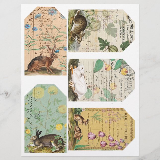 Rabbit Journalling Tags Collage Sheet (Front)