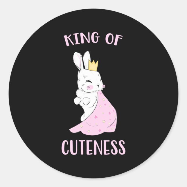 Rabbit King Of Cuteness Classic Round Sticker (Front)