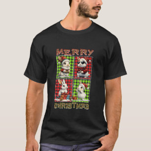 Rabbit Leopard Buffalo Plaid Animals Lover Merry C T-Shirt