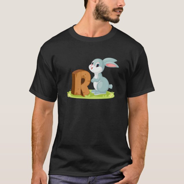 Rabbit Letter R Alphabet Animals For Boys Girls T-Shirt (Front)