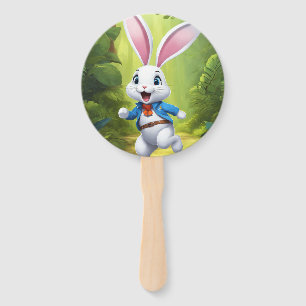 Rabbit Logo Black Guest Book Hand Fan