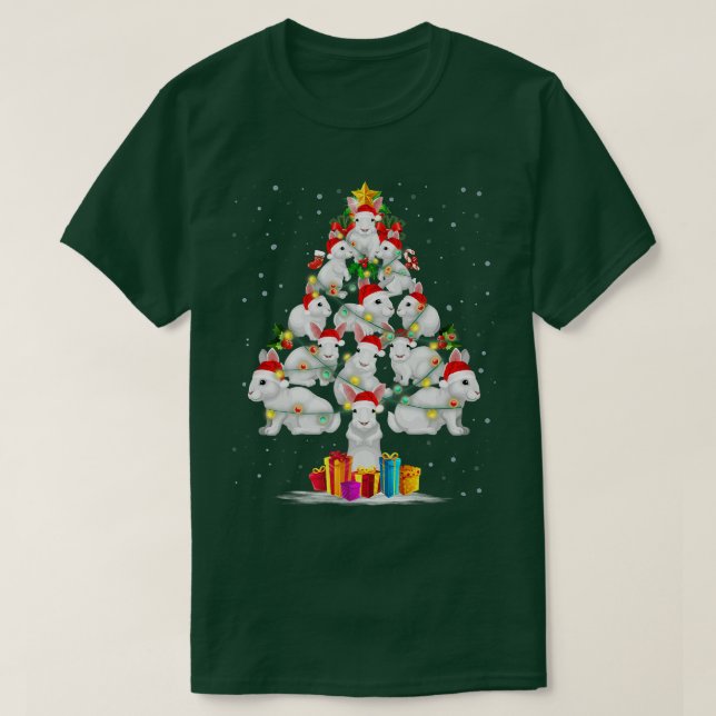 Rabbit Love Christmas Tree Light Hat Snow Santa Xm T-Shirt (Design Front)