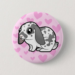 Rabbit Love (floppy ear smooth hair) 6 Cm Round Badge