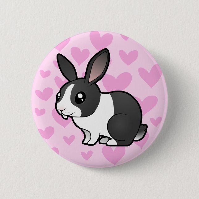 Rabbit Love (uppy ear smooth hair) 6 Cm Round Badge (Front)