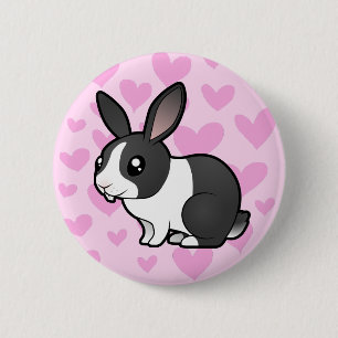 Rabbit Love (uppy ear smooth hair) 6 Cm Round Badge