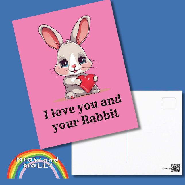 Rabbit love Valentine bunny pet owner fur baby Postcard (Creator Uploaded)