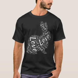 Rabbit Love Word Cloud Art Silhouette Gift Idea Pe T-Shirt