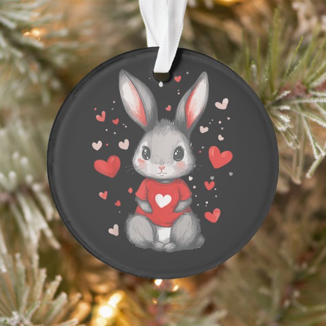 Rabbit Lover Heart Girl Ornament (Tree)