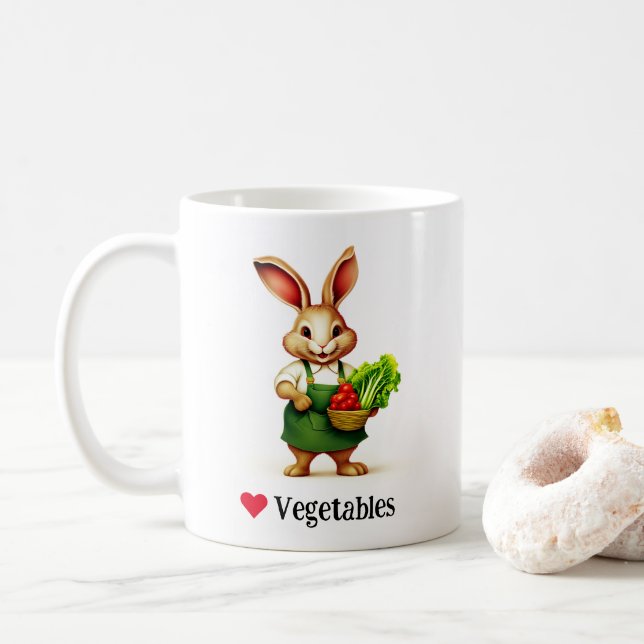Rabbit Loves Vegetables Mug (With Donut)