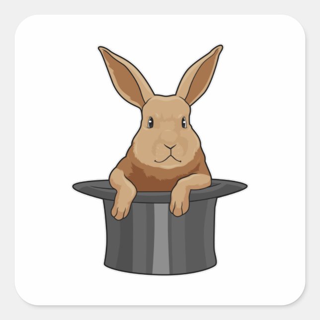 Rabbit Magician Magic hat Square Sticker (Front)