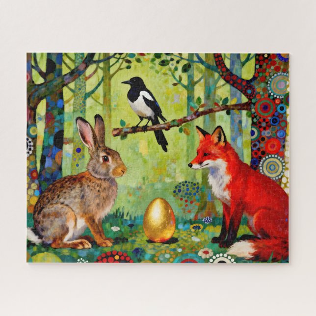 Rabbit, Magpie, Fox and “The Forest’s Secret”  Jigsaw Puzzle (Horizontal)
