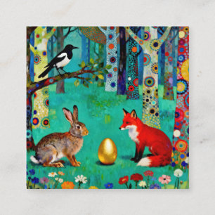 Rabbit, Magpie, Fox and “The Sharing Path” Square Business Card