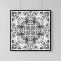 Rabbit Mandala Nature Art Print on Custom Colour