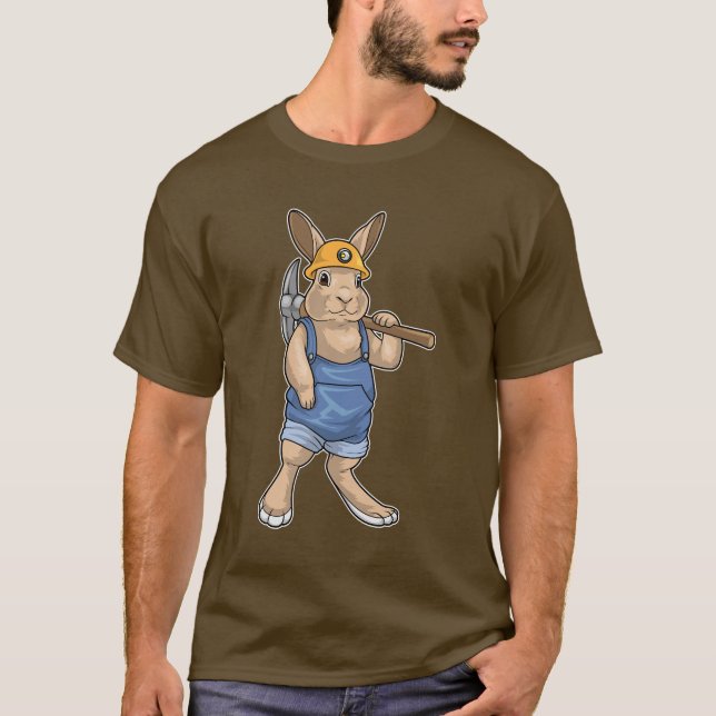 Rabbit Miner Pickaxe Mining T-Shirt (Front)