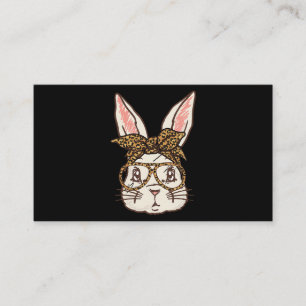 Rabbit Mom Bunny With Leopard Glasses Headband Business Card