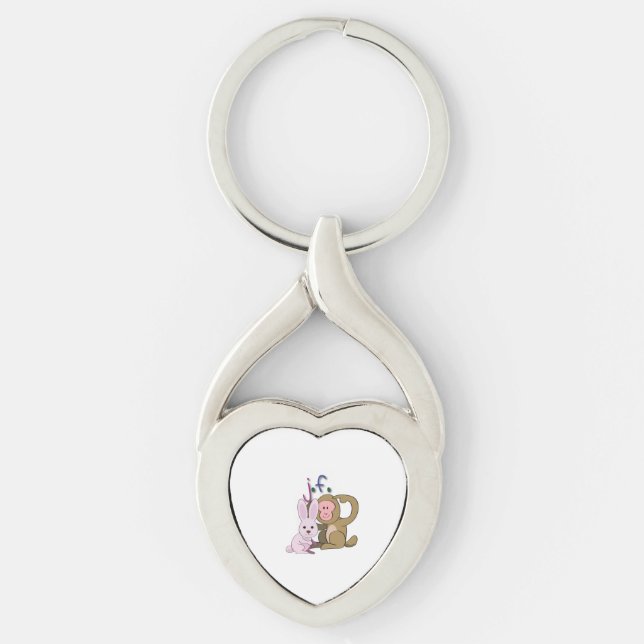 rabbit & monkey key ring (Front)