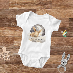 Rabbit moon sky beige cute baby bodysuit