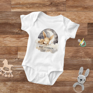 Rabbit moon sky beige cute baby bodysuit