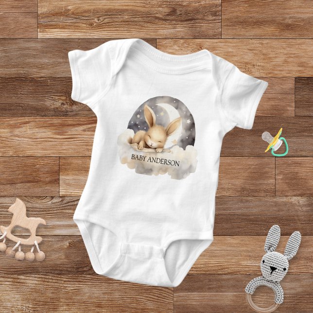 Rabbit moon sky beige cute baby bodysuit (Creator Uploaded)