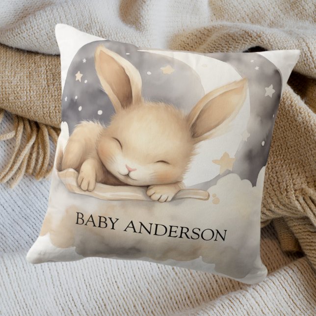 Rabbit moon sky beige cute nursery cushion (Creator Uploaded)
