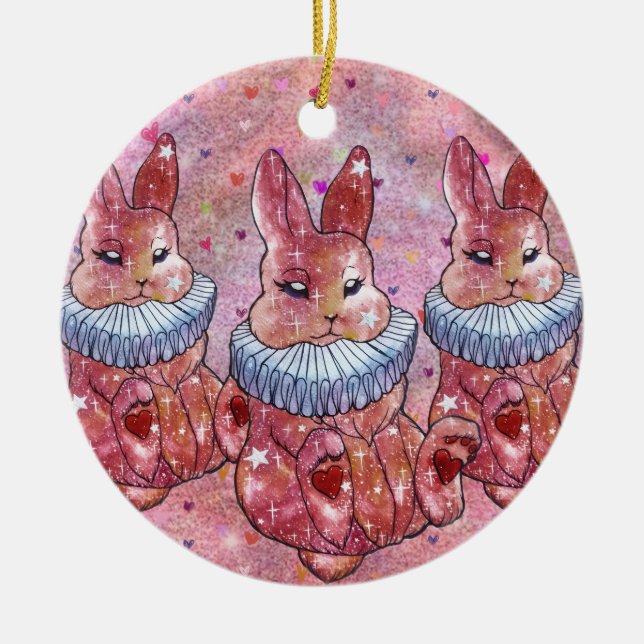Rabbit named Ladybug Ceramic Tree Decoration (Front)