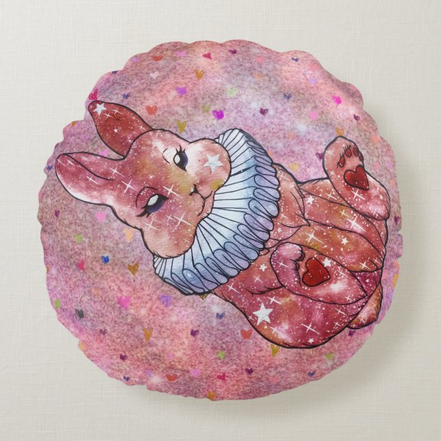 Rabbit named Ladybug Round Cushion (Front)