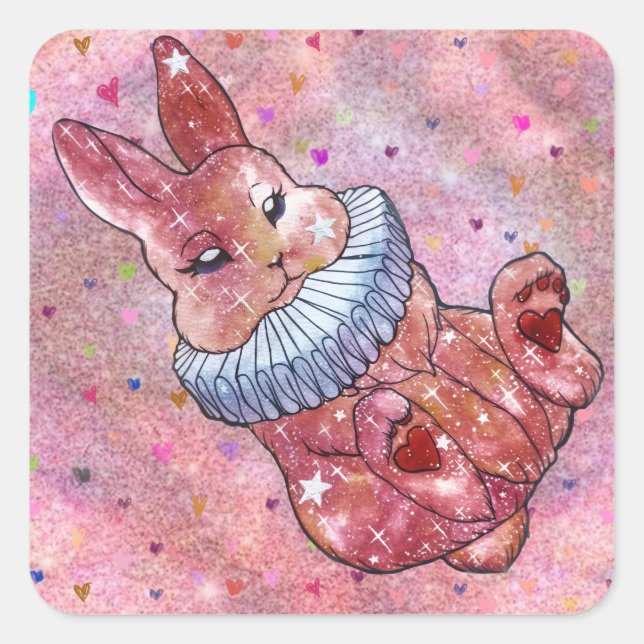 Rabbit named Ladybug Square Sticker (Front)