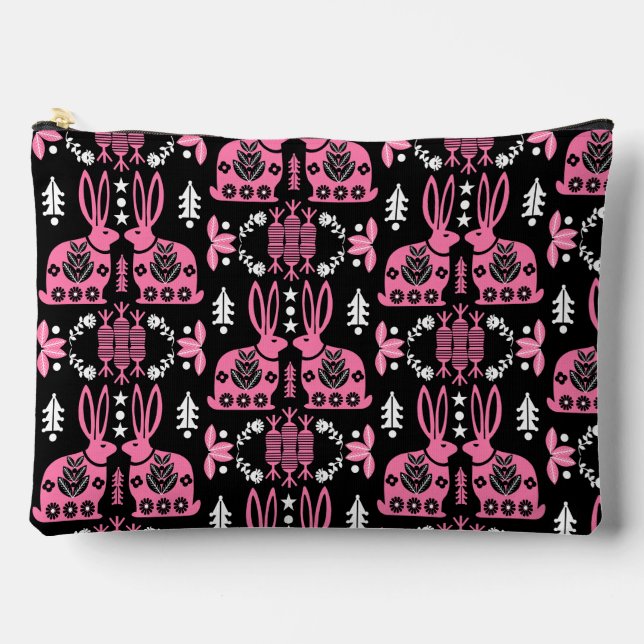 Rabbit Nordic Scandinavian Folk Art     Accessory Pouch (Front)