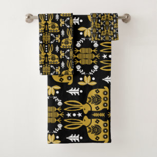 Rabbit Nordic Scandinavian Folk Art Bath Towel Set