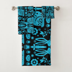 Rabbit Nordic Scandinavian Folk Art Bath Towel Set