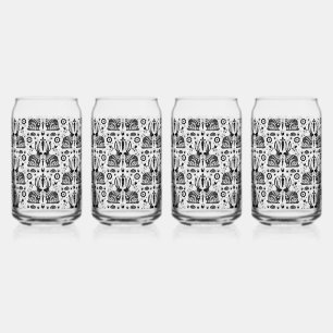 Rabbit Nordic Scandinavian Folk Art     Can Glass