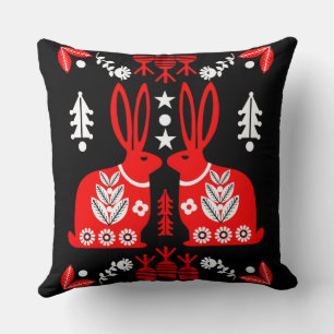 Rabbit Nordic Scandinavian Folk Art       Cushion