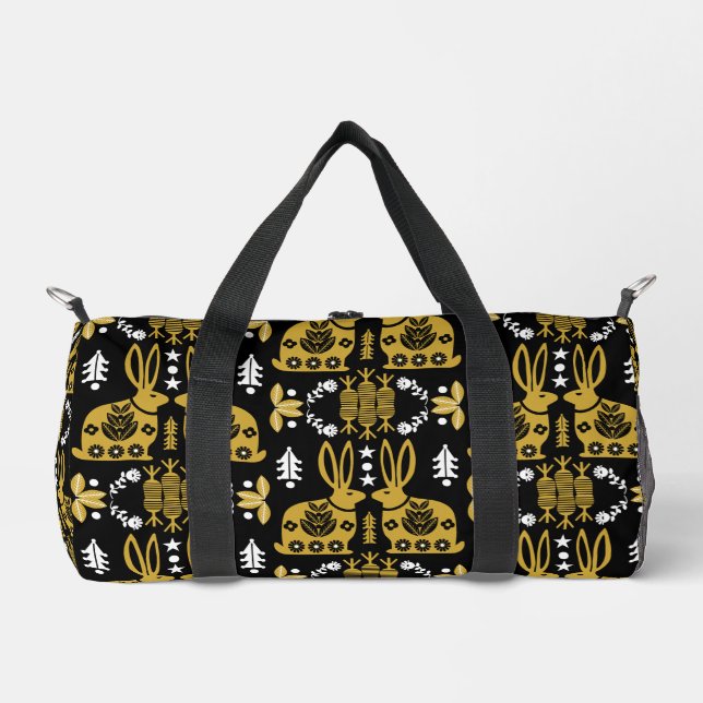 Rabbit Nordic Scandinavian Folk Art         Duffle Bag (Front)