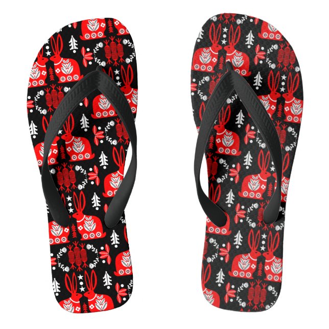 Rabbit Nordic Scandinavian Folk Art      Jandals (Footbed)