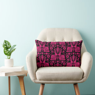 Rabbit Nordic Scandinavian Folk Art Lumbar Cushion