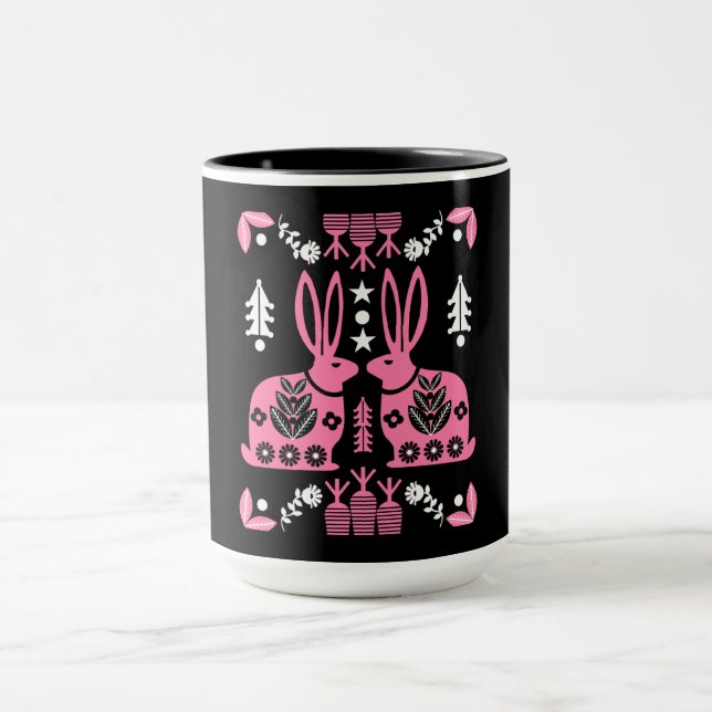 Rabbit Nordic Scandinavian Folk Art      Mug (Center)