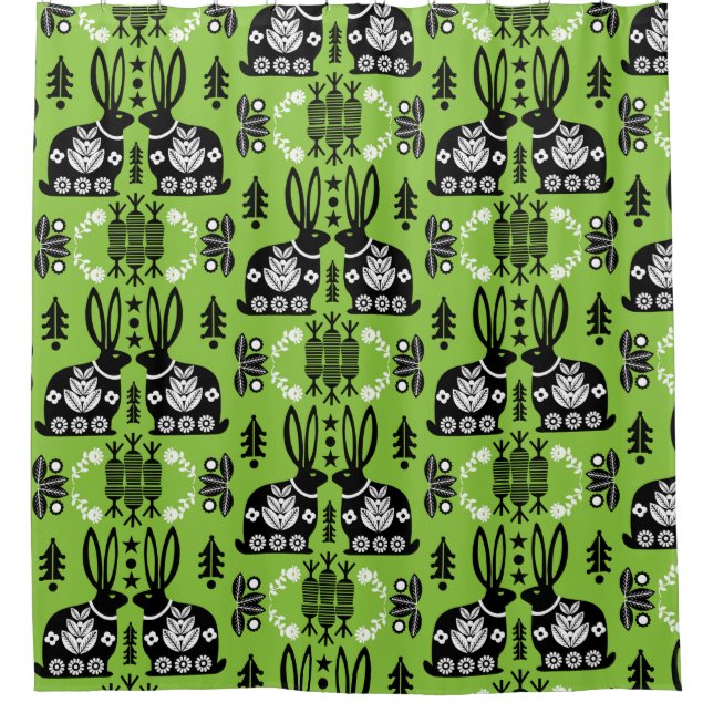 Rabbit Nordic Scandinavian Folk Art          Shower Curtain (Front)