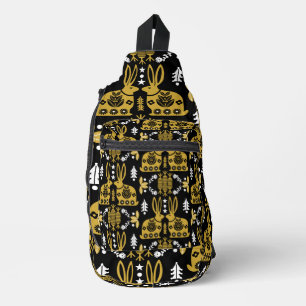Rabbit Nordic Scandinavian Folk Art         Sling Bag