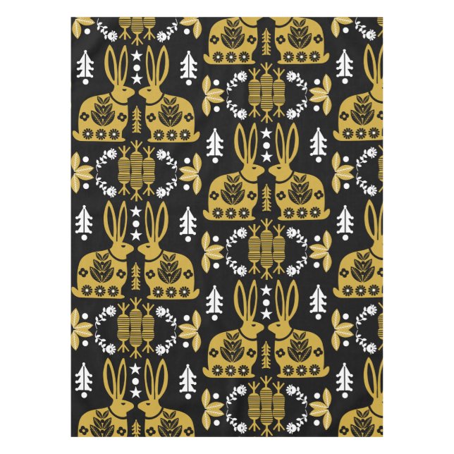 Rabbit Nordic Scandinavian Folk Art         Tablecloth (Front)