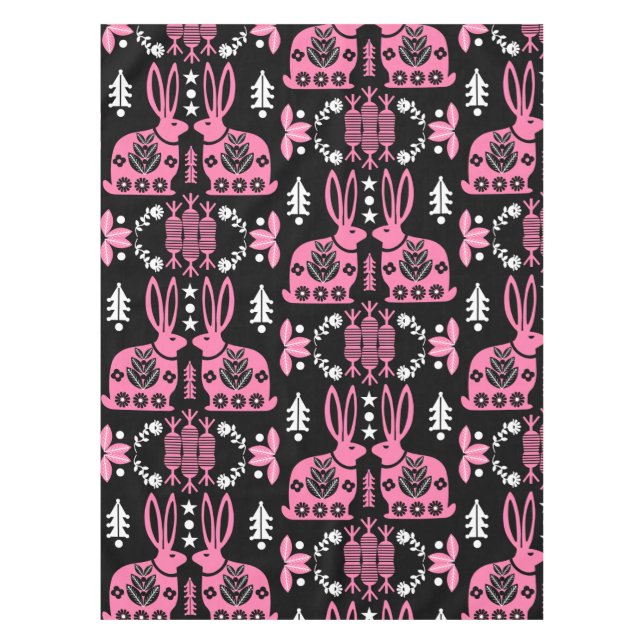 Rabbit Nordic Scandinavian Folk Art     Tablecloth (Front)
