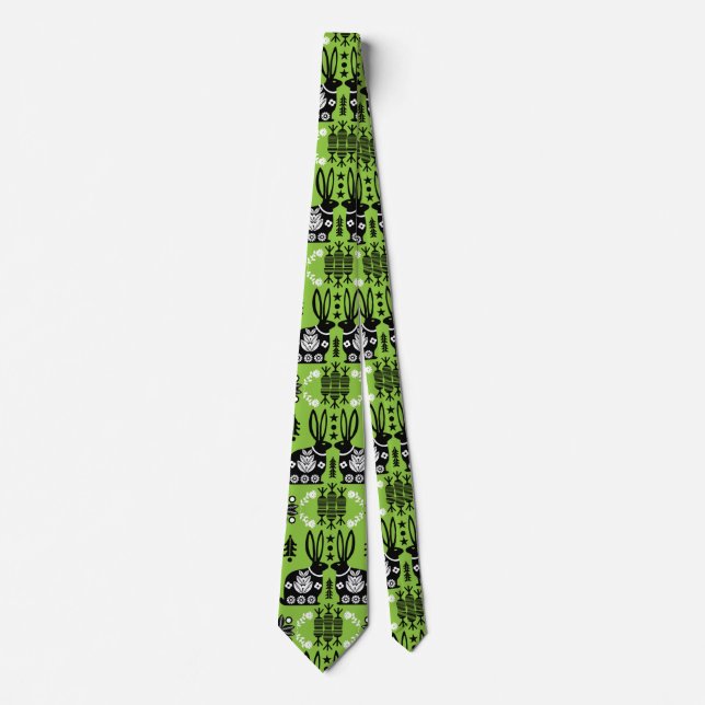 Rabbit Nordic Scandinavian Folk Art          Tie (Front)