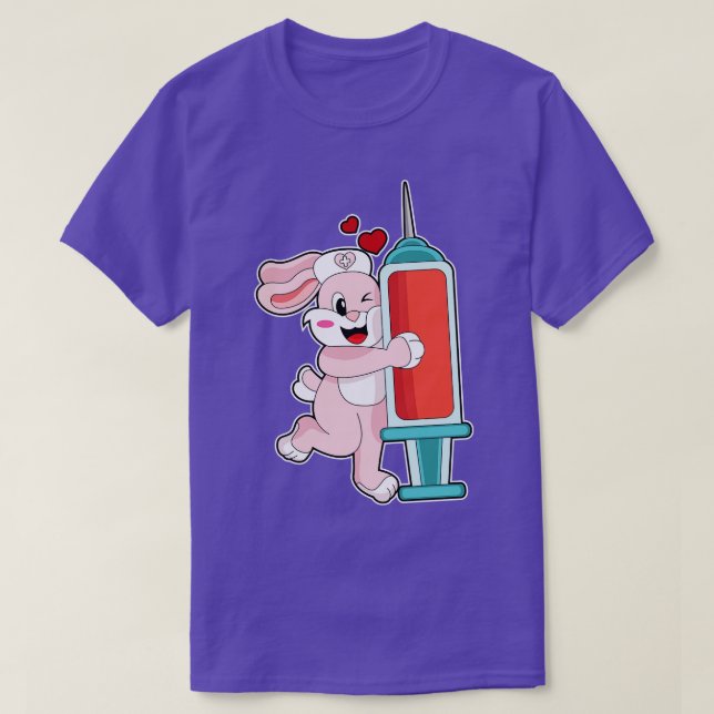 Rabbit Nurse Syringe T-Shirt (Design Front)